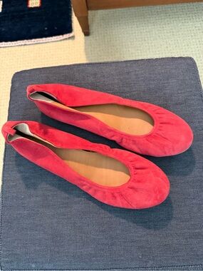 J. Crew Red Suede Ballet Flats